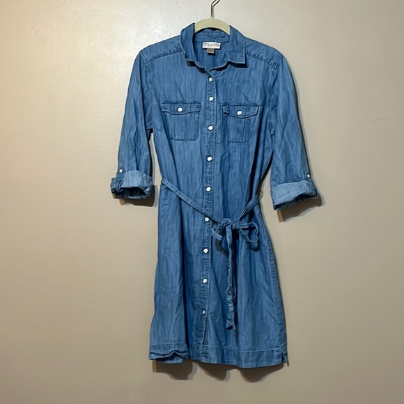 LOFT Dresses & Skirts - Denim Blue Button-Up Dress
